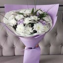 Букет «Кустовая хризантема и хлопок»