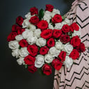 Букет 51 красно-белая роза Эквадор