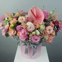 Шляпная коробка с цветами «Розовое облако»