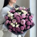 Букет «Сиреневый закат - эустома и хризантемы»