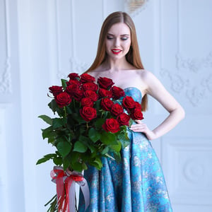 Букет 21красных роз 60 см