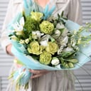 Букет с розой в фисташковых тонах