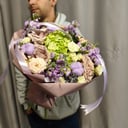 Авторский букет "Лаванда" из роз и гортензий