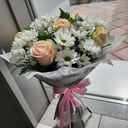 Букет «Ранее утро.» из роз и хризантем