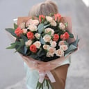 Букет «Персиковый йогурт» из роз