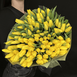 Букет из жёлтых тюльпанов 101шт