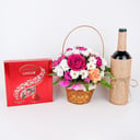 Подарочный набор «Романтический ужин» из роз и хризантем