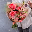 Букет «Осеннее утро» из эустом и гвоздик