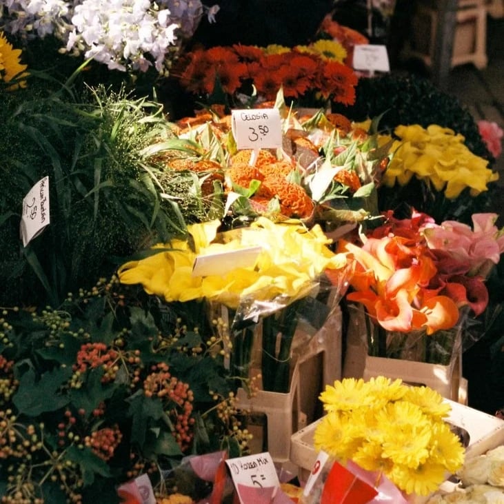Flores en un mercado
