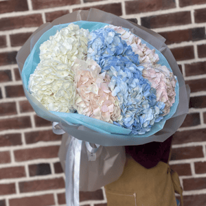 Букет «7 разноцветных гортензий»