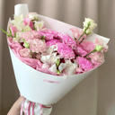 Букет «Яркие чувства» из эустом и хризантем