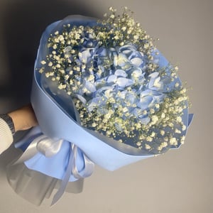 Букет «Гортензия с гипсофилой»