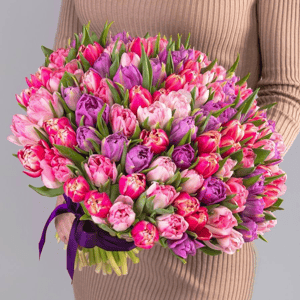 Букет «Микс из 101 тюльпана»