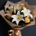 Букет «Ностальгия» из лилий и роз