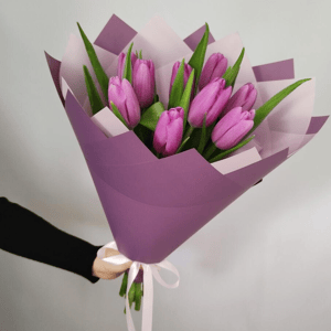 Букет «Тюльпан 9шт фиолетовые»