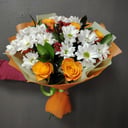 Букет «Оранжевое настроение» из роз и хризантем