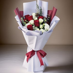 Букет «She Blooms» из роз и эустом