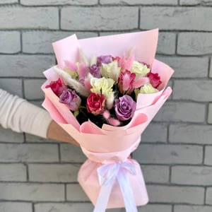 Букет "15 роз Кения нежный микс"
