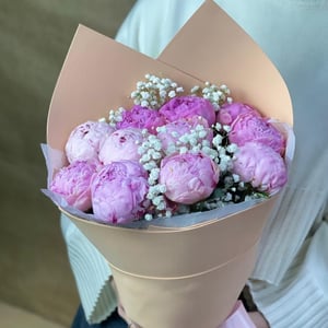 Букет «Пионы с Гипсофилой(11шт.)»