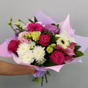 Букет «Счастье» из роз и хризантем