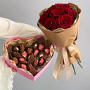 Подарочный набор «Клубника в шоколаде "Комбо набор 19"» из роз