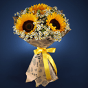 Букет подсолнухов с ромашками