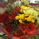 Букет Роз, Хризантем и Альстромерий