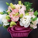 Коробка с цветами «Кексик с воздушной эустомой»