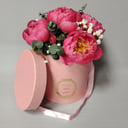 Пионы в коробке из гипсофил