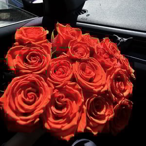 Букет «Охапка 15 красных роз под ленту»