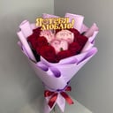 Букет «Розы и пионы с топпером»