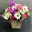 Коробка с цветами «Композиция с гиацинтом и хризантемой»