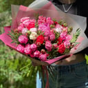 Букет Яркое воспоминание из роз и тюльпанов