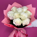 Букет «9 белых роз в упаковке»