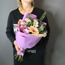 Букет «Сиреневое чудо» из хризантем и гербер