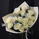 Букет «Розы мондиаль с эвкалиптом»