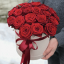 Шляпная коробка с цветами «29 роз в коробке»