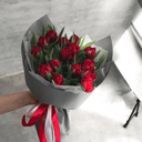 Букет «Пионовидный красный тюльпан 15шт»