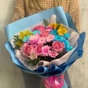 Букет «Летнее настроение» из роз и хризантем