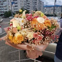 Букет «Теплая осень» из хризантем и роз