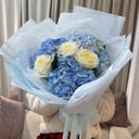 Букет «Самой нежной» из роз и гортензий