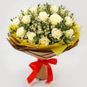 Букет "Солнце в облаках" из роз и ромашек