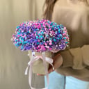 Шляпная коробка с цветами «Искорка» из гипсофил