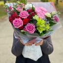 Букет «Сказка» из эустом и хризантем