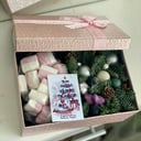 Коробка с цветами «Новогодняя композиция с маршмеллоу»