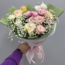 Букет «Ассоль» из эустом и гипсофил