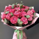 Букет 21 роза кантри блюз с эвкалиптом