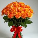 Букет «15 оранжевых роз в ленте»