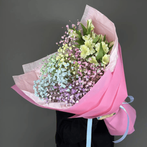 Букет "Гипсофила и альстромерия"