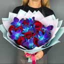 Букет Роза Красная с Орхидеей